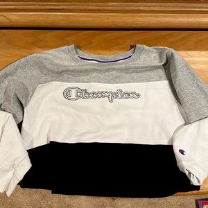 Champion Crewneck White Grey& Black Size Small